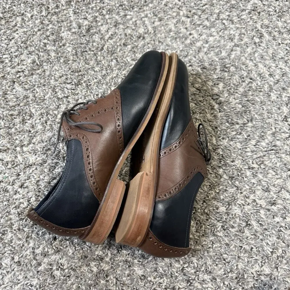 Cole Haan Carter Saddle Oxford Men's Size 9 M Wingtip Derby Shoes Black Brown